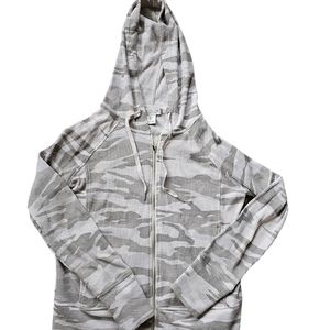 Rachel Zoe Muted Camo Lightweight Waffle Knit Zip Hoodie